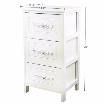 Fully Assembled 100% Solid Wood Elegant Night Stand 3 Drawer Storage Shelf Organizer