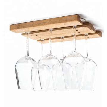 Brown color 4 wooden rails wine glass rack