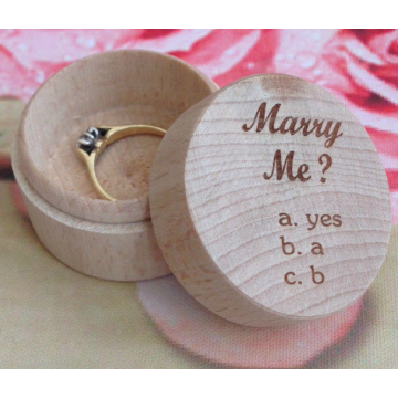 Natural Wood Personalised Engagement Ring Wedding Rings Box ,Valentines Gift