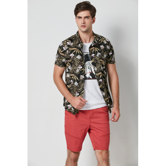 casual hawaii printed viscose short sleeve mens shirts