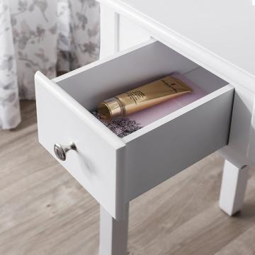 Bedroom chic dressing table with mirror wooden drawer stool