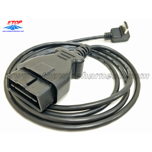 right-angle HDMI to J1962 OBD2 cable
