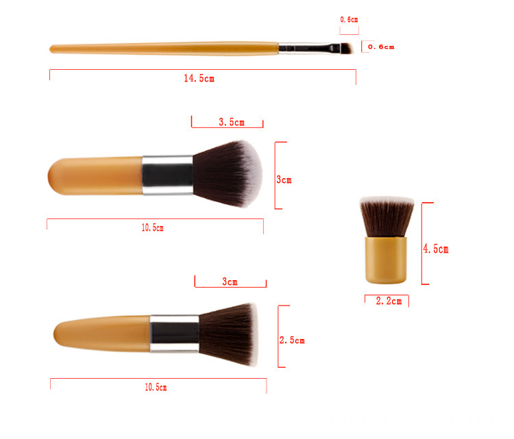 Gold Makeup Brush Set Size