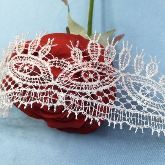 White Bridal Thick Lace Trim by Yard