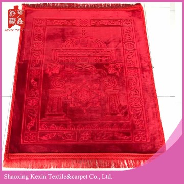 3D Luxury mink Velvet Islamic Prayer Rug-Red