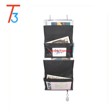 4 Pockets Black or Coffee Mail Organizer Wall Mount Over the Door Magazine Storage