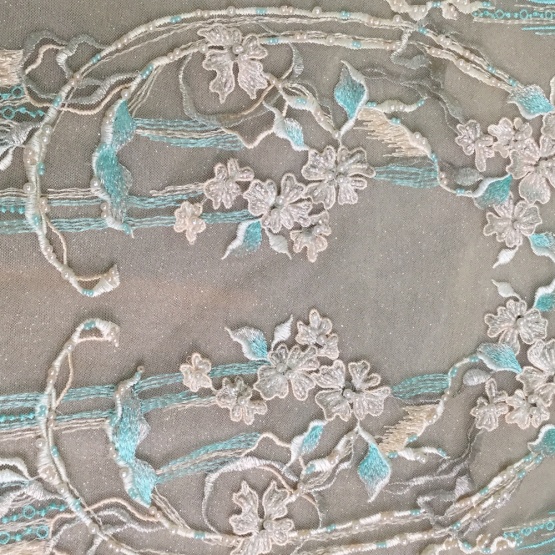 Green Luxury Lace Handmade Beaded Fabric