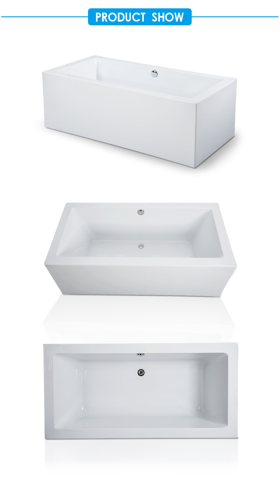 Melody Center Drain Soaking Tub in White