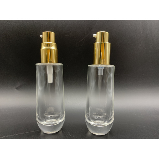 40ml transparent round cosmetic latex pump glass bottle