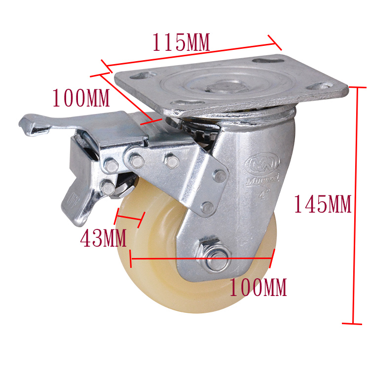 4 Inch Swivel Pp Caster With Brake