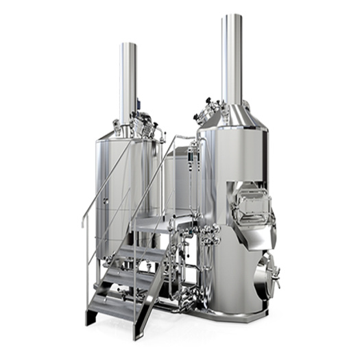 Space saving pub brewery system steam-heated brewhouse