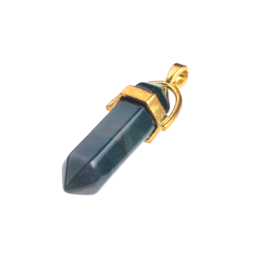 Charms Jewelry Black Onyx Gems Stone Hexagonal Prism Pointed Healing Pendant Necklace