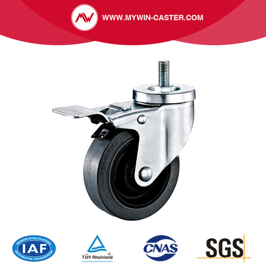 Braked Conductive TPR Caster With Threaded Stem