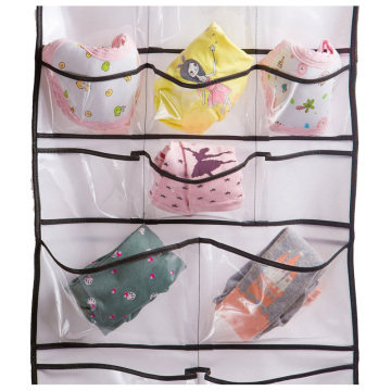 42 pockets over the door fabric hanging organizer bag for underwear socks white