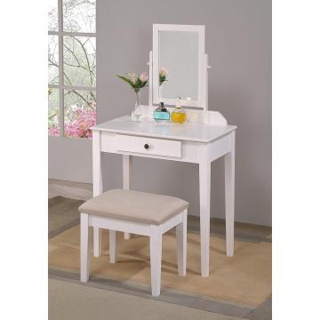 Makeup vanity table/stool set white finish with beige seat