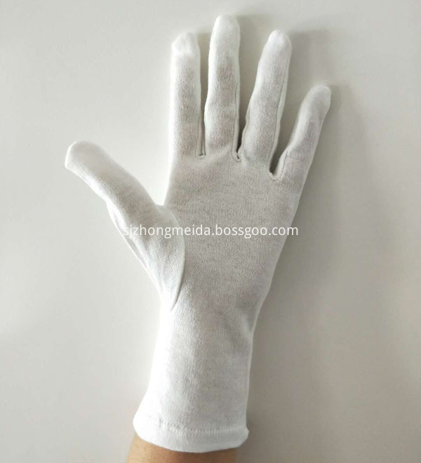 Long Wristed White Cotton Gloves palm