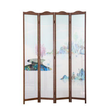 Solid Chinese Wooden Home Decor Indoor Folding Wood Privacy Screen Room Divider