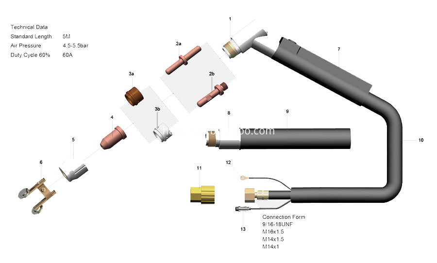 Jg 100 Jg 100p Air Cooled Plasma Cutting Torch