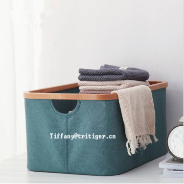 Home organizer bamboo frame oxford material laundry basket