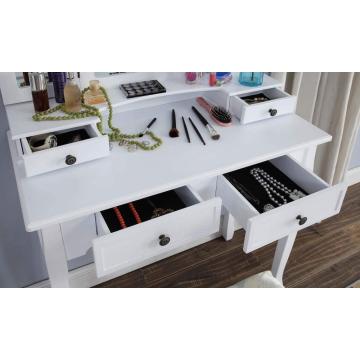 White Wooden Vanity Makeup Table and Stool Set Cheap Dressing Table Designs