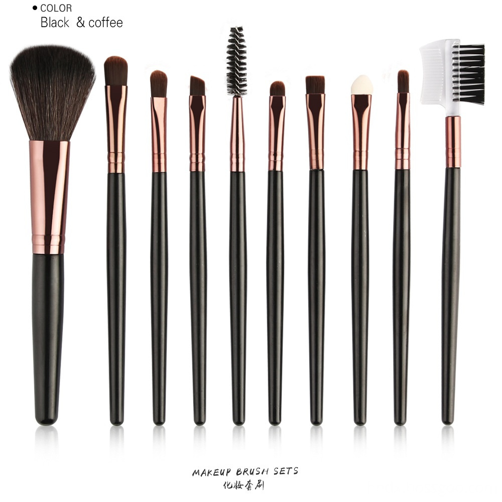 10 Piece Travel Makeup Brushes Set color