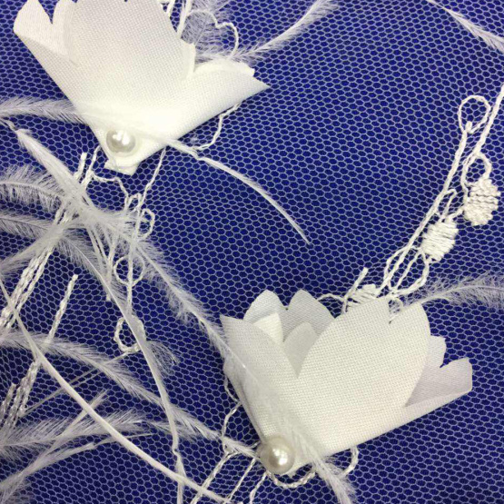 White Pearl Feather embroidery lace