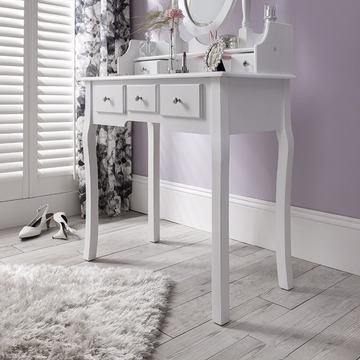 Shabby Chic Dressing Table, Mirror & Stool Set