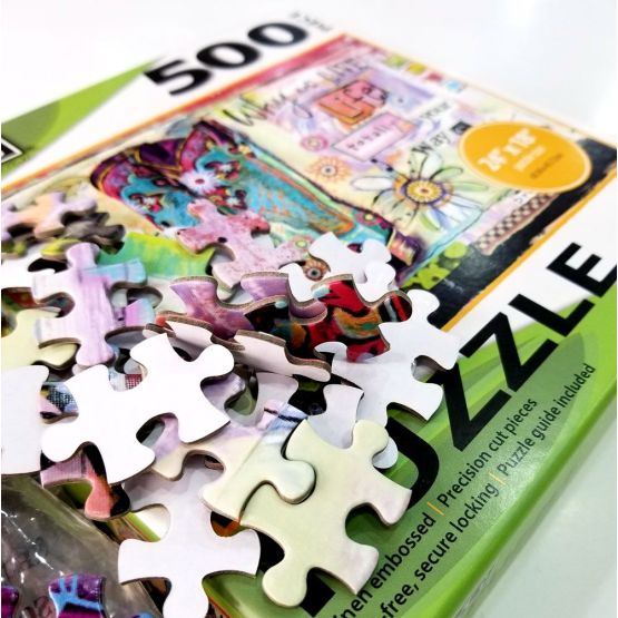 Custom high quality embossed color paper puzzle game