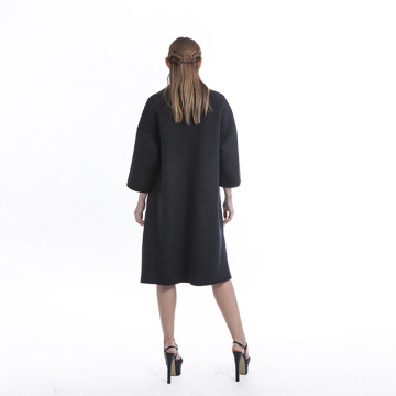 Simple black cashmere overcoat
