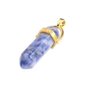 Wholesale Jewelry Gold Plated Bullet Shape Men Natural Stones Pendant Necklace