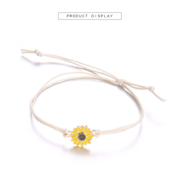 Sunflower Charm Bracelet Handmade Friendship Bracelet for women Men