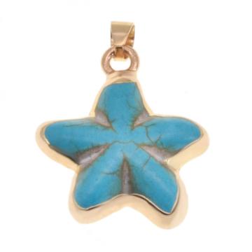 Wrapped Gold turquoise seastar pendant