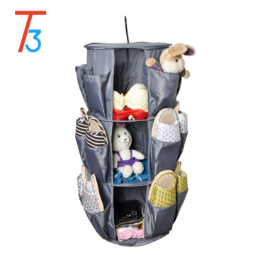 Household Smart Carousel hanging closet shoe Organizer, 3-Tier, 360 Degree Rotation