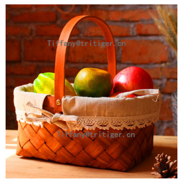 Rectangular wooden basket storage wood chip basket