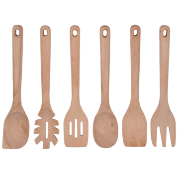 Beech wood utensils 6 pcs of set