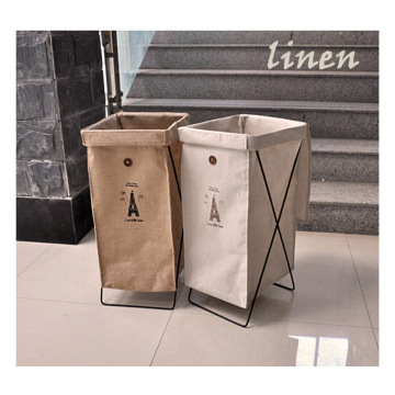 linen foldable laundry basket with lid