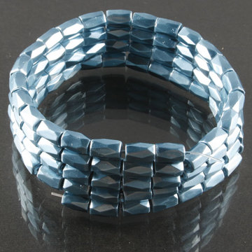 Blue Hematite 18 Faced Tube Beads 5X8MM Grade AB