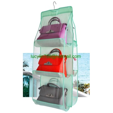 6 Pocket Handbag Anti-dust Cover Clear Hanging Closet Bags Organizer Purse Holder Collection Shoes Save Space