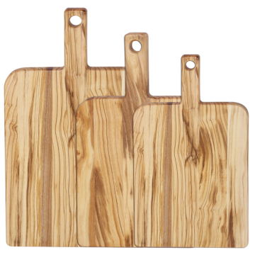 Square walnut wood cutting board with handle