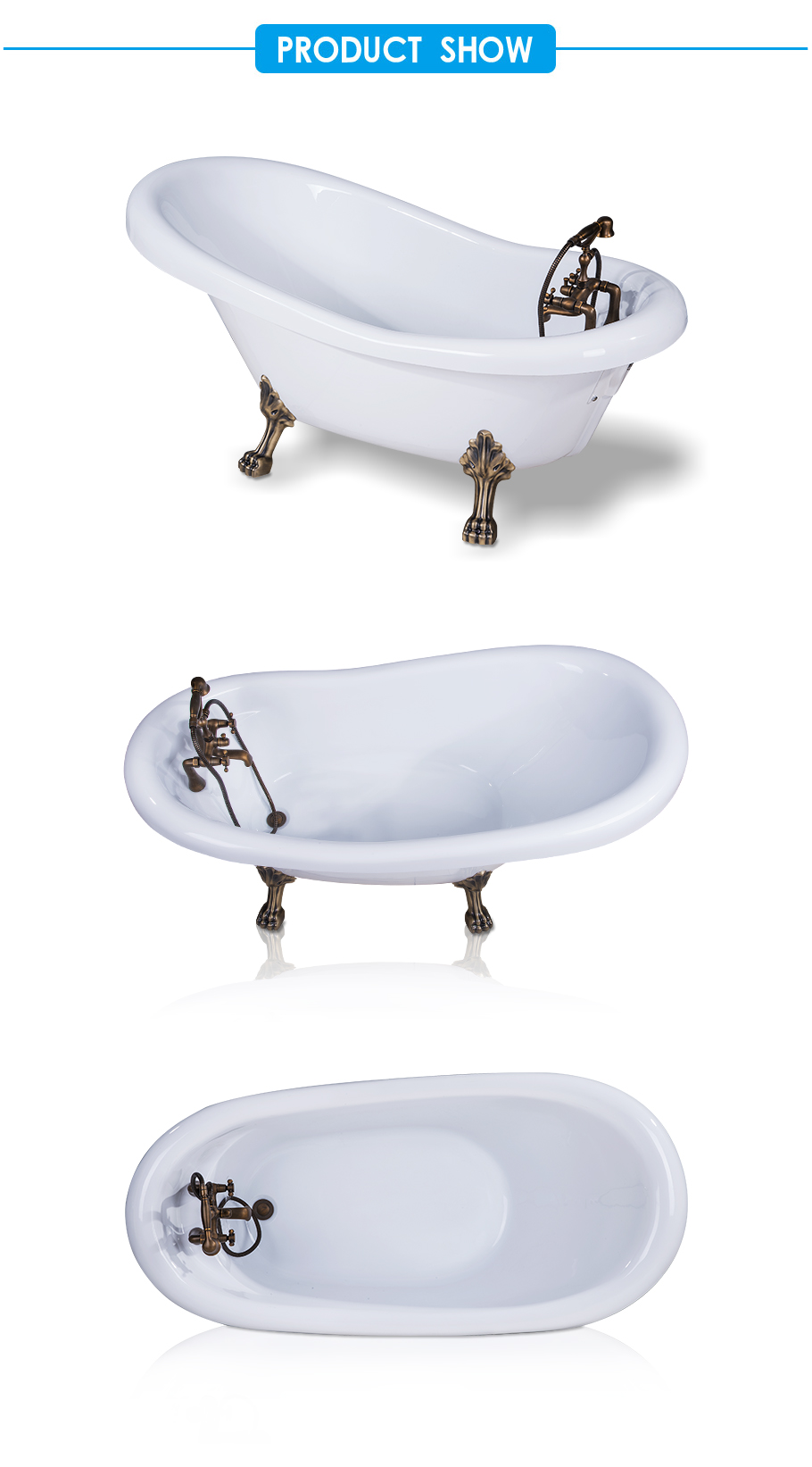 Goodwin Acrylic Clawfoot Tub in White