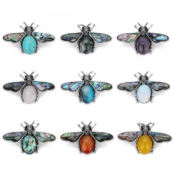 Natural Gemstone Abalone Wing Bee Pendant Brooch 55x34CM for women men