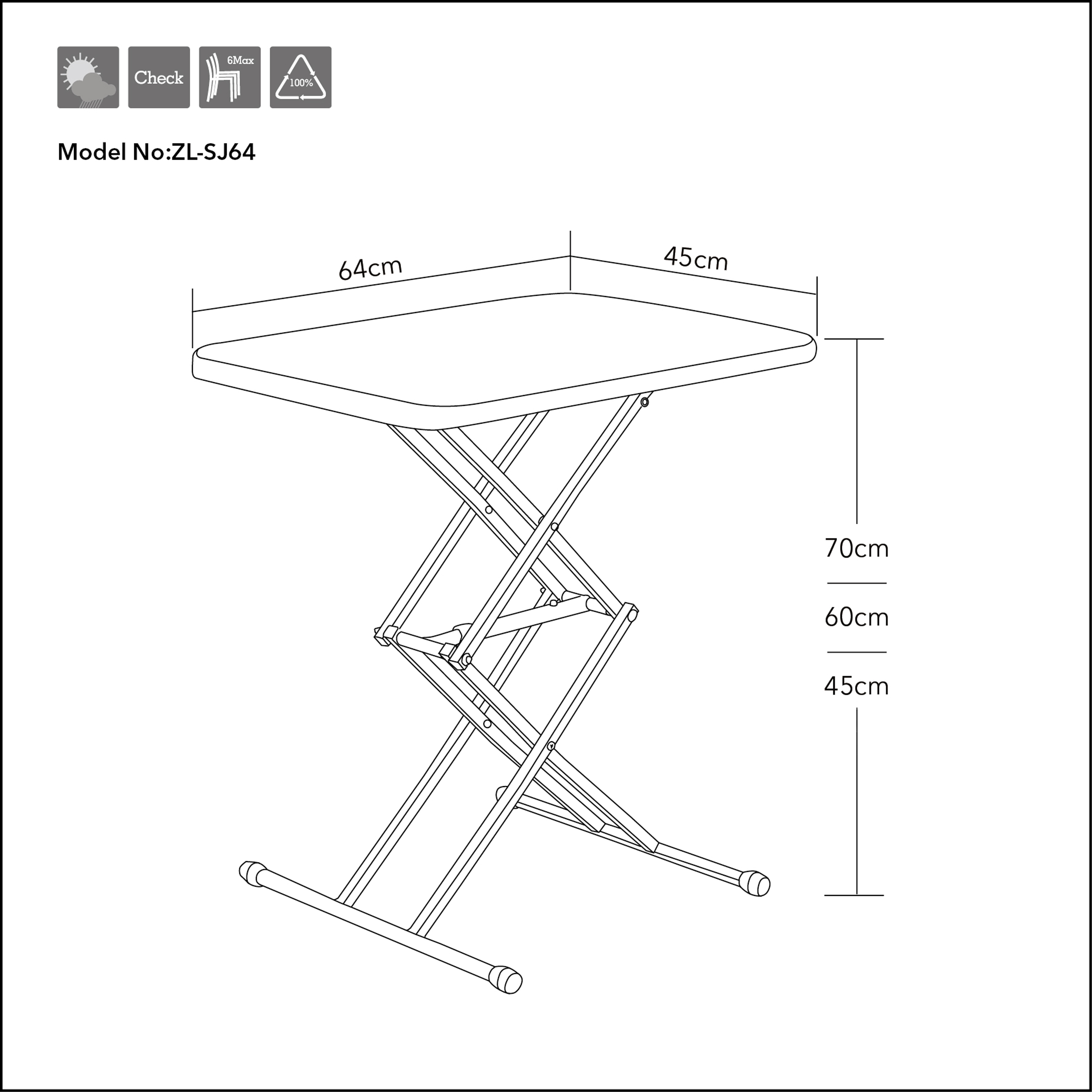 Adjustable height desk small portable folding table