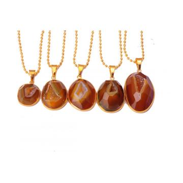 Natural Charms agate semi precious stone necklace with pendant