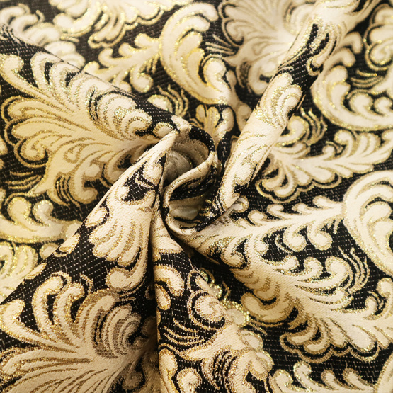 Wholesale Gold Ink Flower Jacquard Curtain Fabric