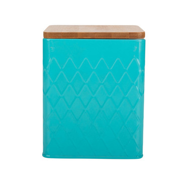 Blue kitchen tea sugar coffee canister bamboo lid