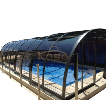 Retractable Roof Glass And Polycarbonate Swimming Pool Cover