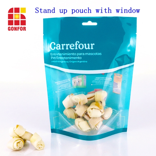 dog food stand up pouch with window