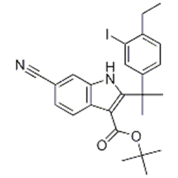 tert-butyl 6-cyano-2-(2-(4-ethyl-3-iodophenyl)propan-2-yl)-1H-indole-3-carboxylate CAS 1256584-75-4