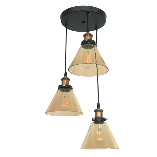 3 Lamps Glass Shade Pendant Light