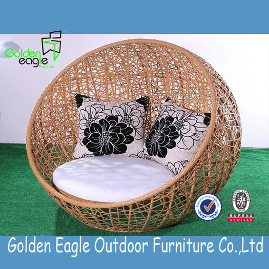 outdoor furniture round bed in garden